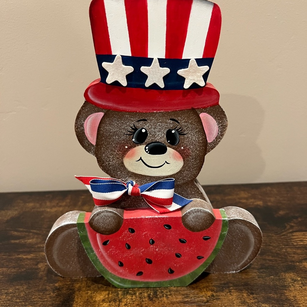 Patriotic Bear with Watermelon Decoration